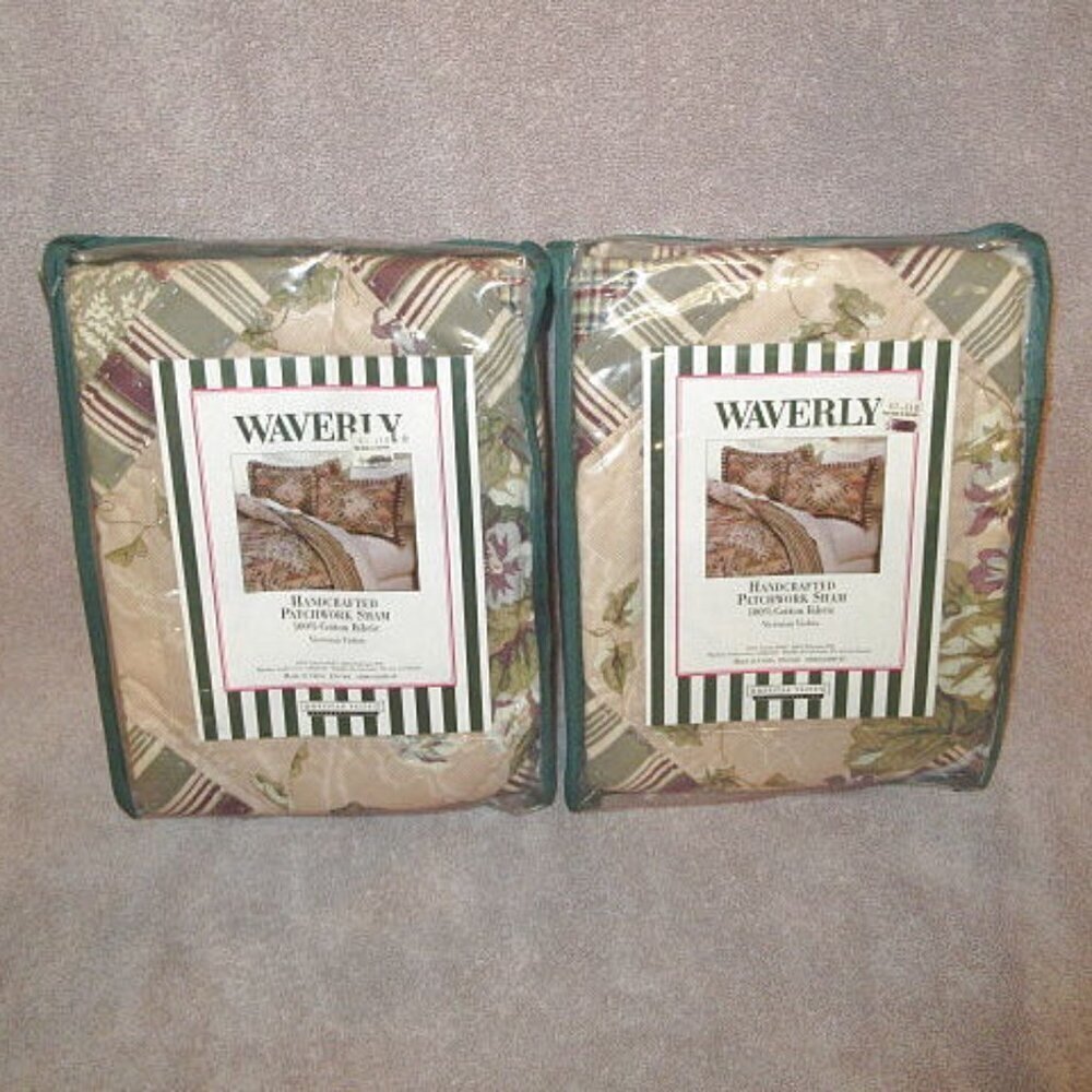 Waverly Victorian Violets Pillow Shams Set Of 2 Quilted Patchwork Standard NEW